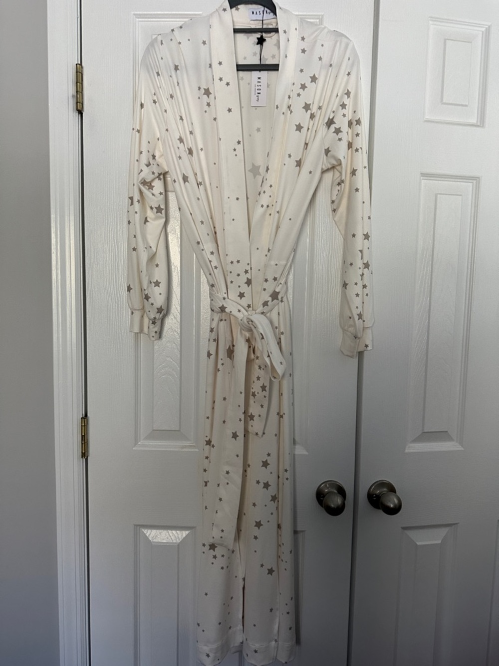 Masongrey Star Print Cream Robe with Taupe Stars